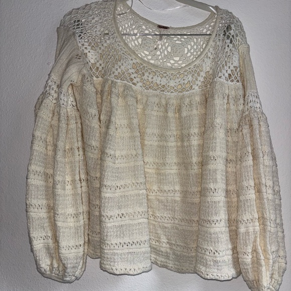 Free People Off-the-Shoulder Cream Sweater - Picture 2 of 6